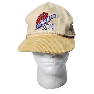 Vintage 90s NFL Super Bowl XXI Corduroy Snapback Hat